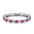 925 Sterling Silver Stacking Eternity Ring Round-Cut Two Tone Cubic Zirconia Classic Style for Wedding or Party