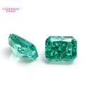 Rectangle Shape Emerald Green Color Cubic Zirconia 8A Quality Crushed Iced Cut 10x12mm Loose Gemstone Wholesale Price CZ Gems