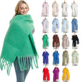 Winter Scarf for Women Fringed Plain Knitted Pashmina Long Warm Thick Winter Scarf