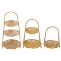Hand Woven Snack Basket Double Layer Fruit Basket Rattan Storage Basket