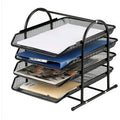 Office Desk Organizer 4-tier Metal Mesh Document Tray 46.5x29x43cm for Home/School Use