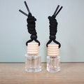 Wholesale 4ml 8ml Natural Wood Lid Empty Hanging Glass Car Air Freshener Bottle Transparent Car Diffuser Bottles