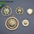 High Quality Nickel Free Anti Fading High Polish Gold Plated Cz Pave Face Sun Moon Sunflower Charms Pendants for Jewelry Making