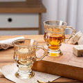 Wholesale Vintage Creative Glass Coffee Cups Embossed Tea Glass Cup Luxury Glass Tea Cup With Handle