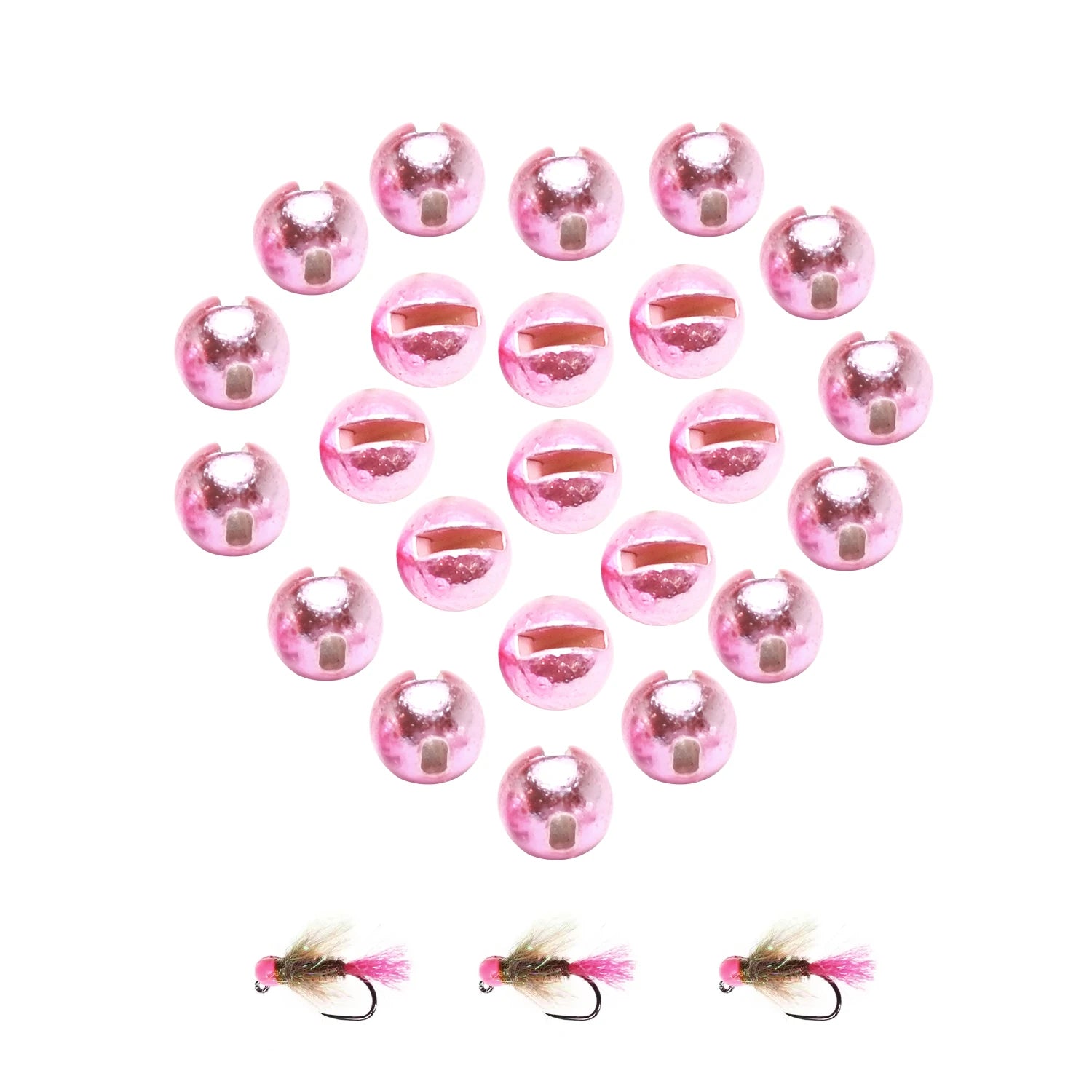 1.5mm~8.5mm Metallic Light Pink Tungsten Slotted Beads Weights for Fly Tying Fly Fishing