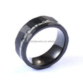 8mm Custom Faceted Hammered Tungsten Black Plated Invisible Setting Geometric Men's Wedding Band Trendy Engagement Party Jewelry