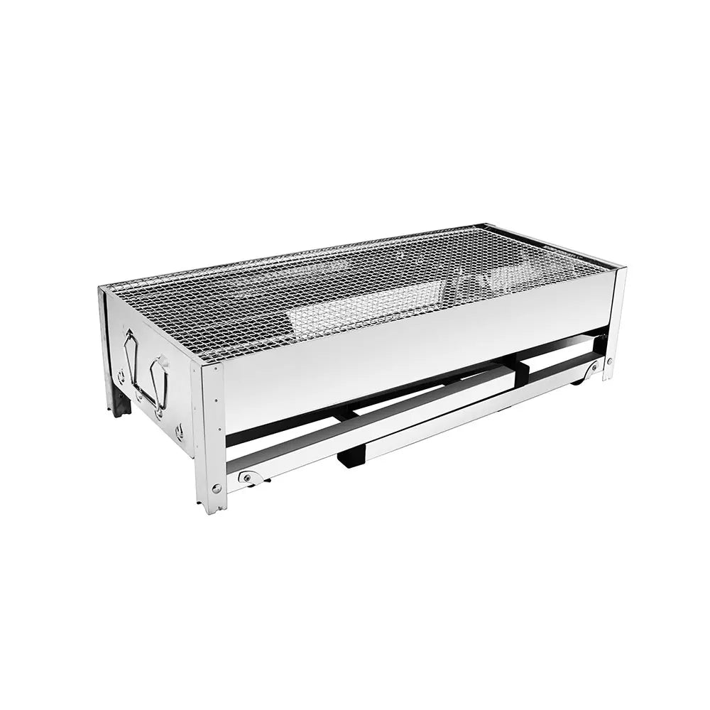 Outdoor Folding Portable Camping Charcoal BBQ Grill for >5 People with Flame Safety Device and Stainless Steel Construction