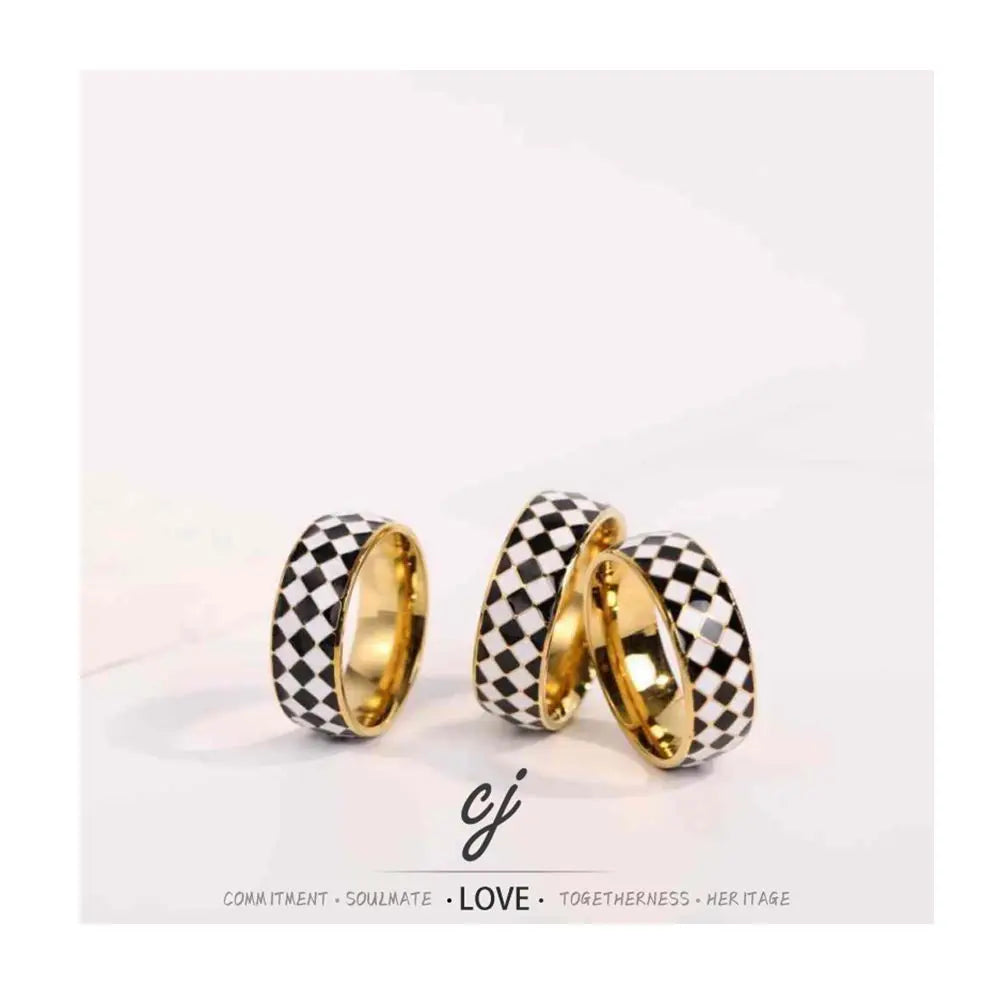 Carline Fashion Quality 18K Gold Plated  Stainless Steel Jewelry Minimalist Spiral Check Ring for Women Men