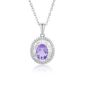 YBO Customizable 925 Sterling Silver Fine Jewelry Trendy Oval Natural Amethyst Hollow Out Pendant Geometric Design for Weddings