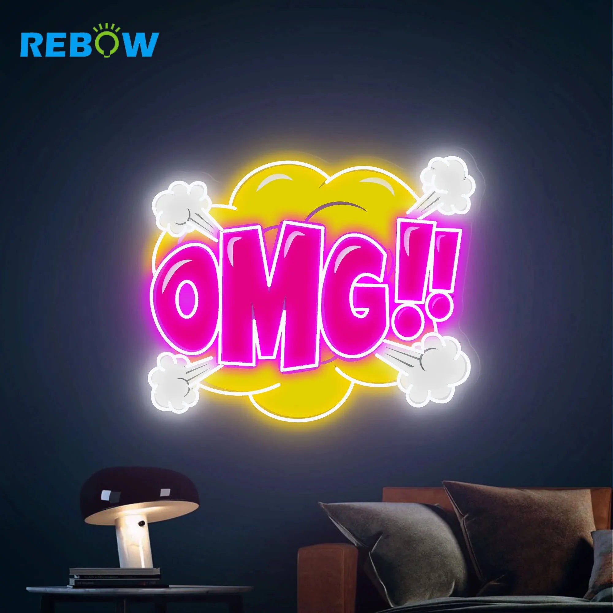 Rebow Custom Uv Printed Led Neon Sign Light Store Business Logo Signboard Uv