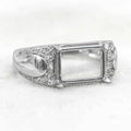 Sterling Silver 8*11mm Semi Mount Men's Ring Frame Empty Blank Claw Setting S925 Base Holder Without Center Stone for DIY Inlay