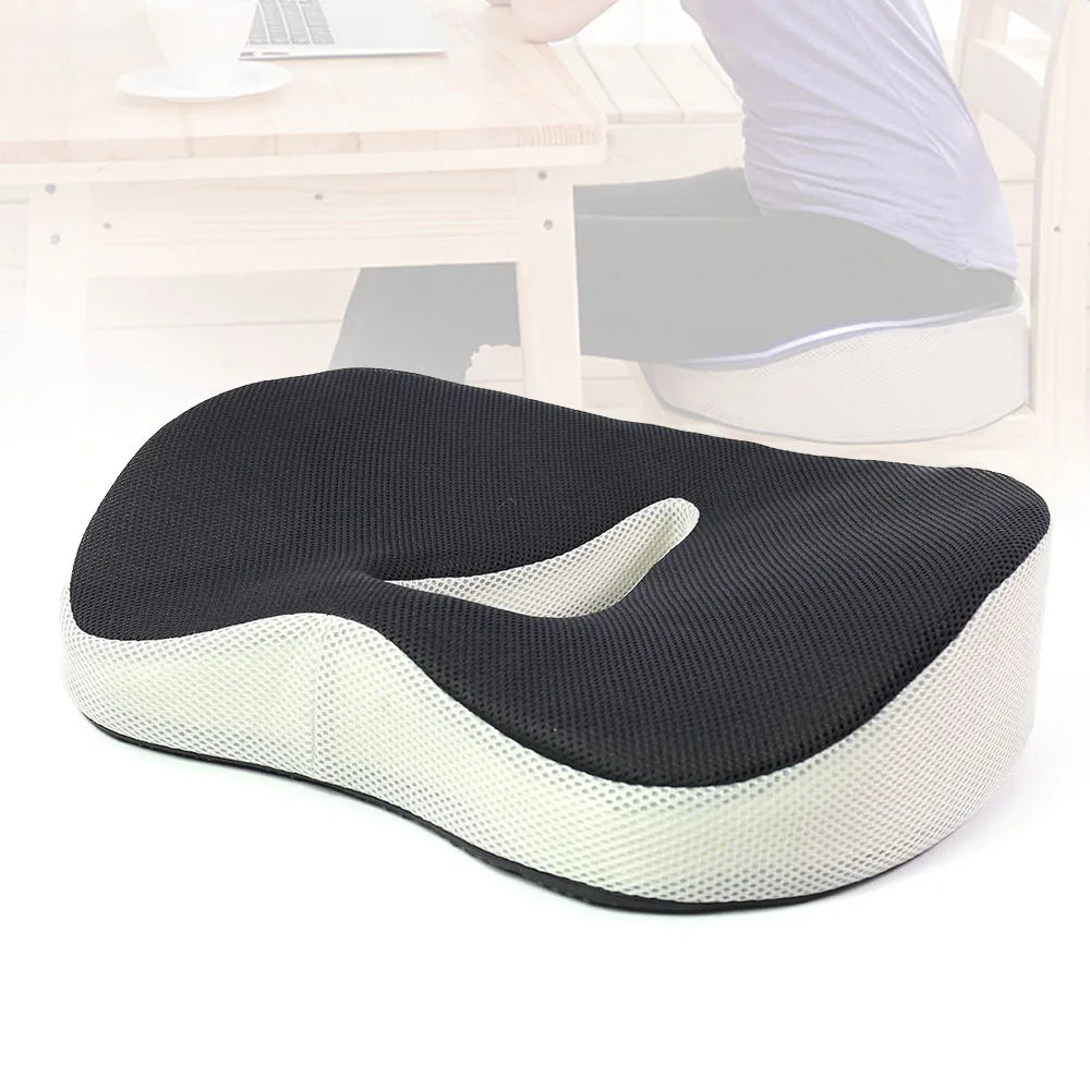 Saien Wholesale Velvet Fabric Coccyx Orthopedic Memory Foam Pillow Office Chair Car Seat Cushion with Open Hole MegaBDM