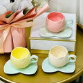Creative Beautiful Tulip Flower Shape Ceramic Coffee Cup and Saucer Set