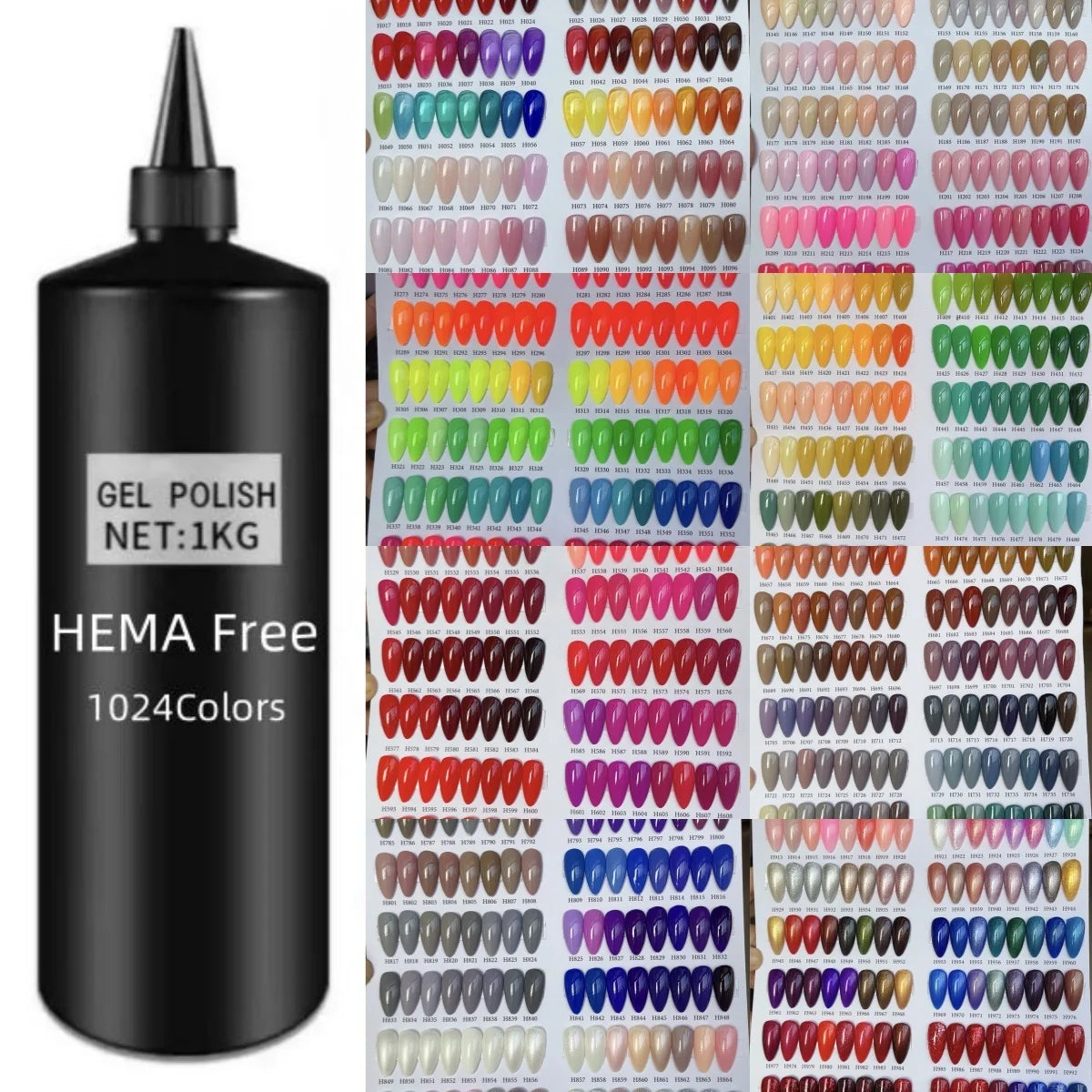 KNC New OEM 1024 Colors UV LED Gel Polish Pure Color 1KG Private Label Wholesale Long Lasting Hema Free UV Gel Nail Polish