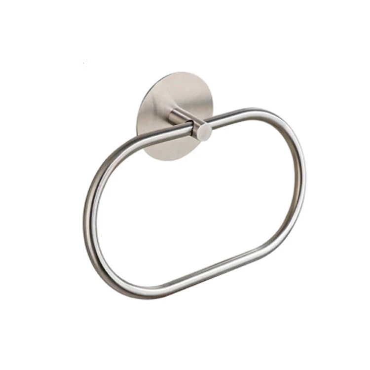 Modern Design Eco-Friendly Hotel Towel Ring Stainless Steel Self-Adhesive Black Oval Shape Space-Saving Hand Towel Ring Ring