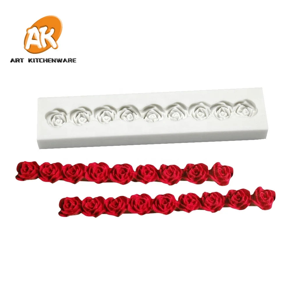 AK 9 Cavities Rose Flower Silicone Cake Mould Cake Tools Cupcake Baking Mould Cake Decorating Tools Silicone Fondant Molds