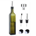 500 ml Square Dark Green Glass Bottle Stainless Steel Spout Empty Olive Oil Vinegar Sauce Dispenser Support Customization