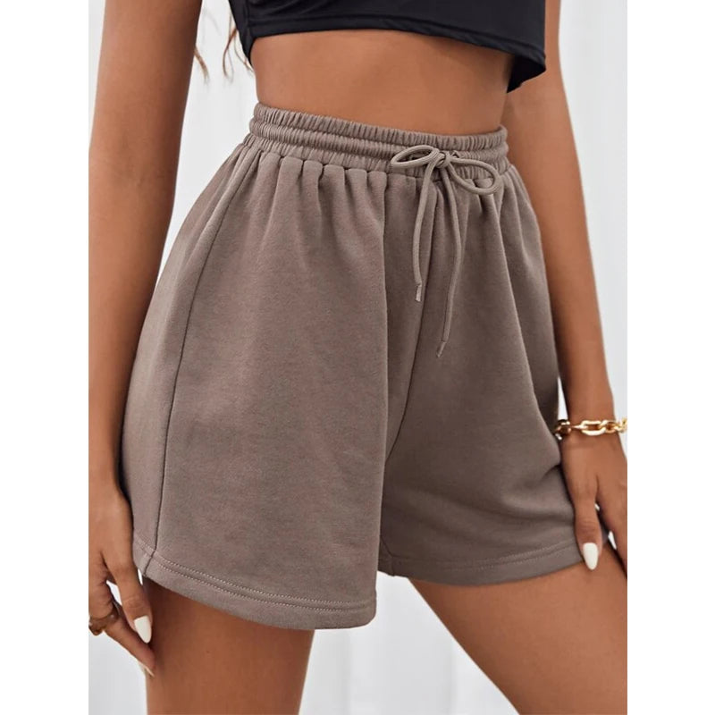 Custom Womens Sweat Shorts Summer Casual Comfy High Waisted Lounge Drawstring Cotton Shorts Pants With Pockets