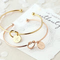 Hot Sale Womens Jewelry C Bangle Round Alphabet Letter Charms Fashion Initial Bracelet