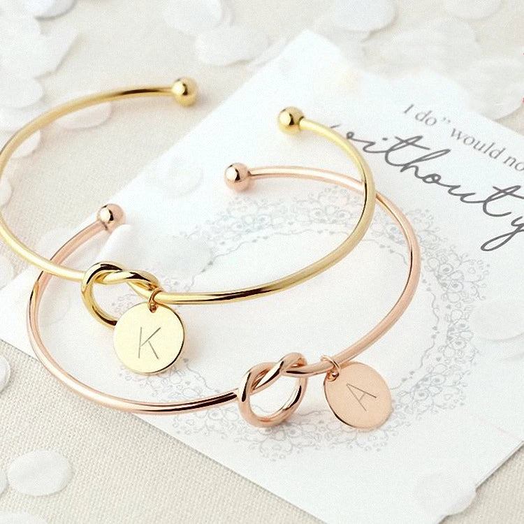 Hot Sale Womens Jewelry C Bangle Round Alphabet Letter Charms Fashion Initial Bracelet