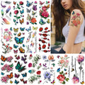 Wholesale Custom 3D Waterproof Tattoo Stickers in Stock Color Printing butterfly Flowers Tattoo Stickers