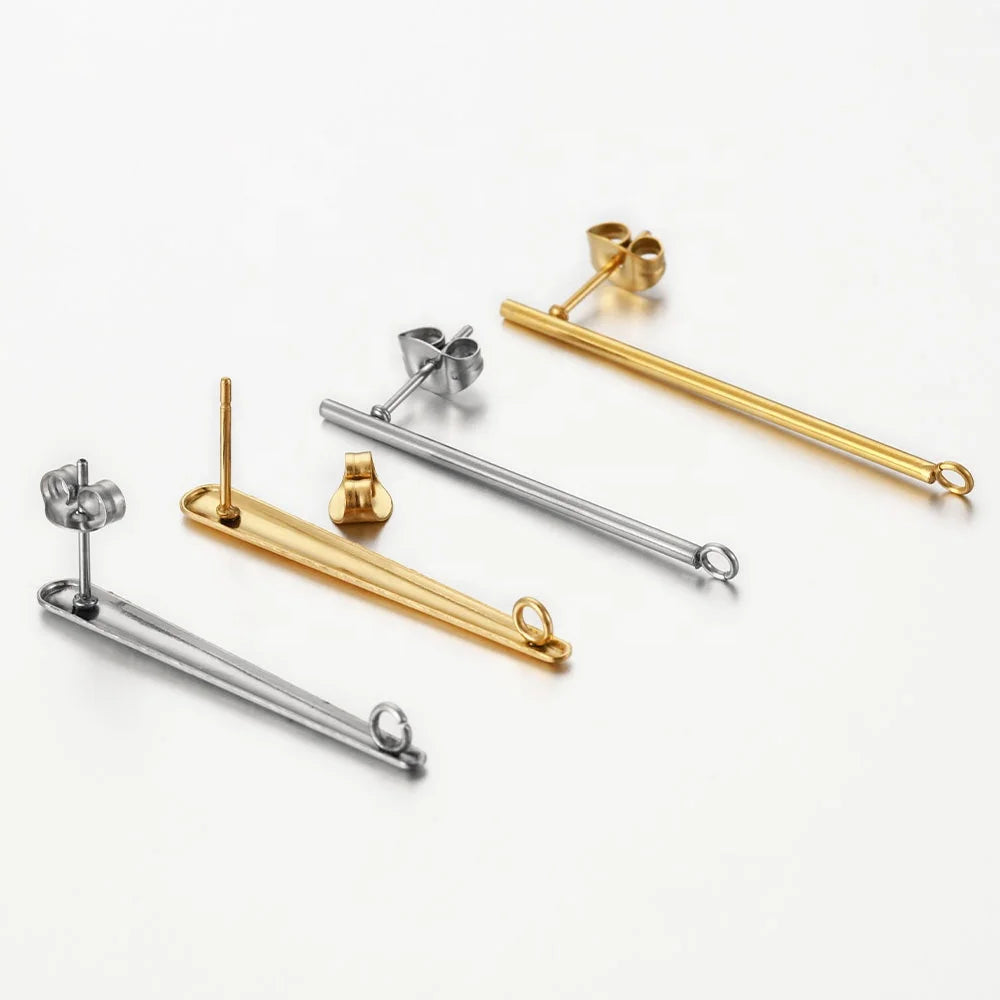 Tarnish Free Earrings Findings Stainless Steel Stud Earring Long Stick Connector Pendant DIY Jewelry Making Accessories