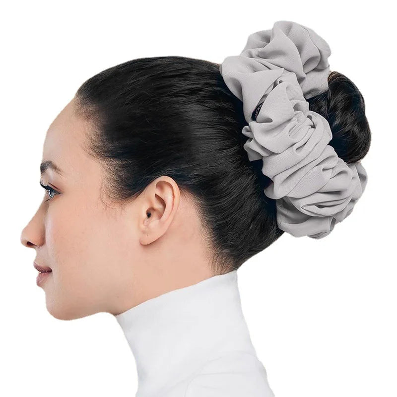 New Women Accessories Chiffon Elastic Hair Bands Volumising Scrunchie Muslim Women Headband Hair Ring Tie Bun Clip Hijab Scarf