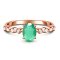 Fashion White Gold 925 Sterling Silver May Birthstone Jewelry Green Onyx Ring