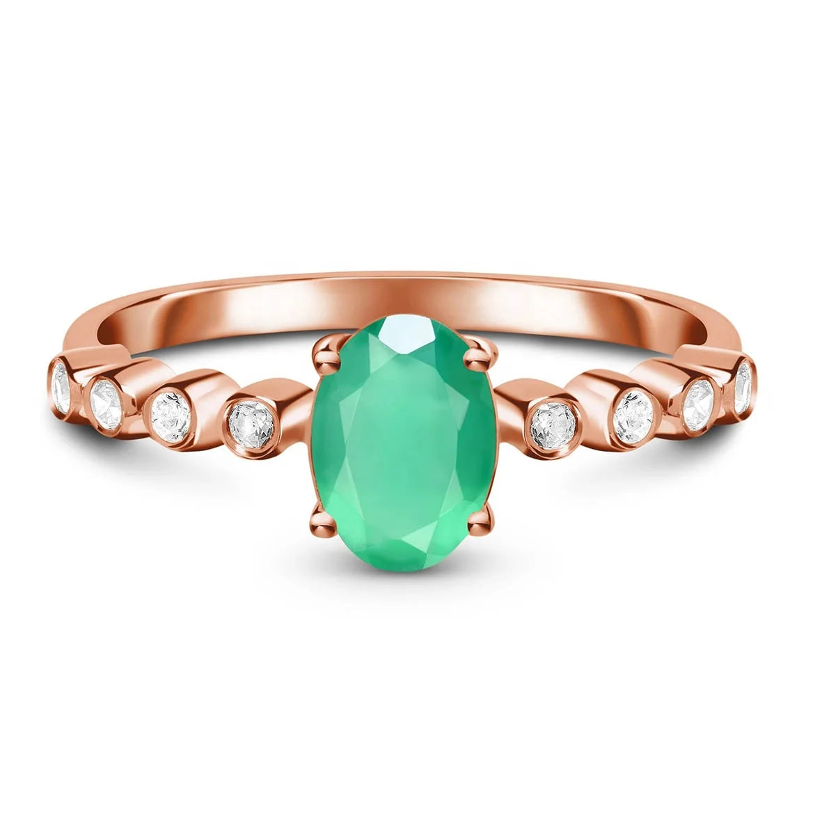 Fashion White Gold 925 Sterling Silver May Birthstone Jewelry Green Onyx Ring
