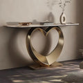 Luxury Gold Base Console Table Unique Heart Design Sintered Stone Decorative Table for Living Room Home Furniture Storage