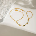Fashion Holiday Jewelry 18K Gold Stainless Steel Green Zircon 1.5mm Chain Finger Bracelet