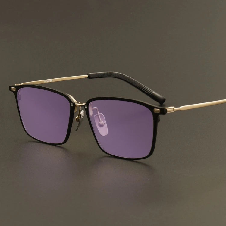 Purple Lens Luxury Titanium Polarized Anti-Radiation UV Protection Sunglasses 2025 OEM Small MOQ Classic Fashionable Square