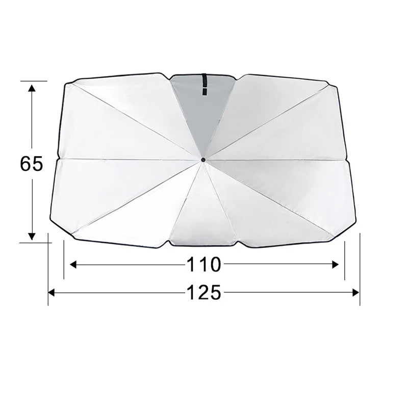 High Quality Durable Manual Double Silver 190T Nylon Car Sunshade Umbrella Anti-Ultraviolet Front Window Foldable Four-season