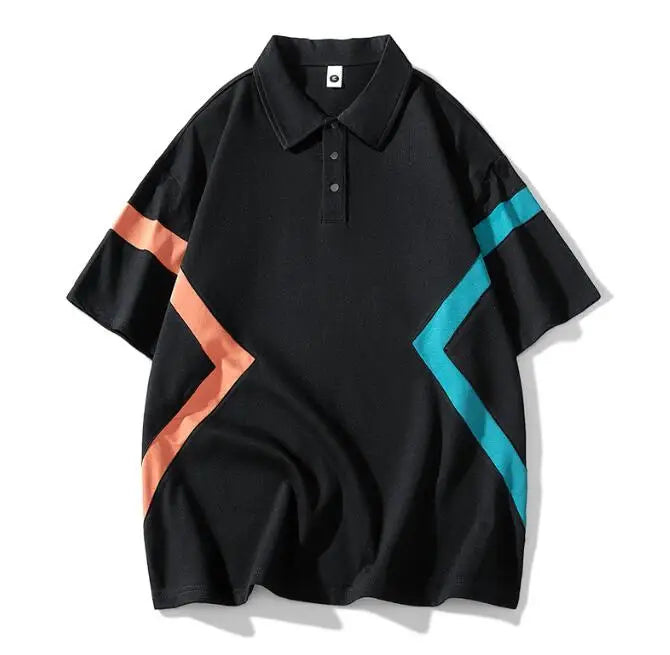 Summer Off Shoulder T-shirt Flip Collar Casual Men's Top Wholesale Short Sleeve Polo T-shirt