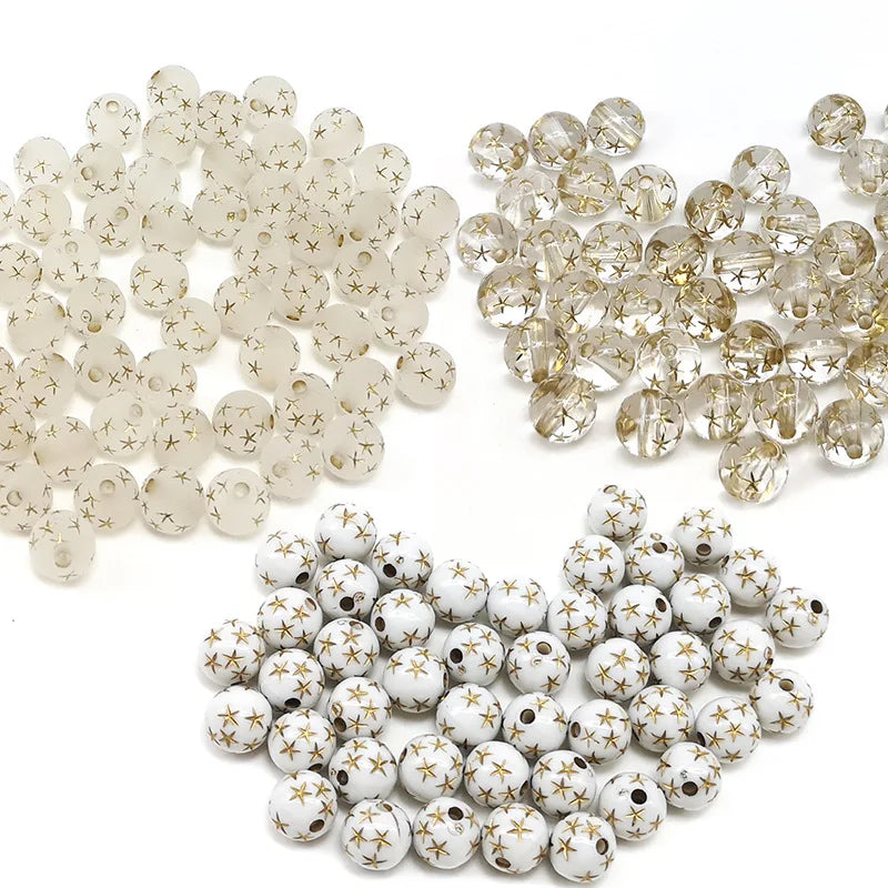 Acrylic Star Frosted Transparent Round Full Sky Star Beaded Loose Beads Wholesale