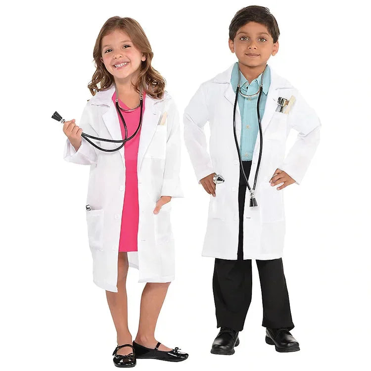 Professional School Laboratory Doctor Role Play Pretend Children Uniform Custom Logo Scientist Role Play White Kids Lab Coats