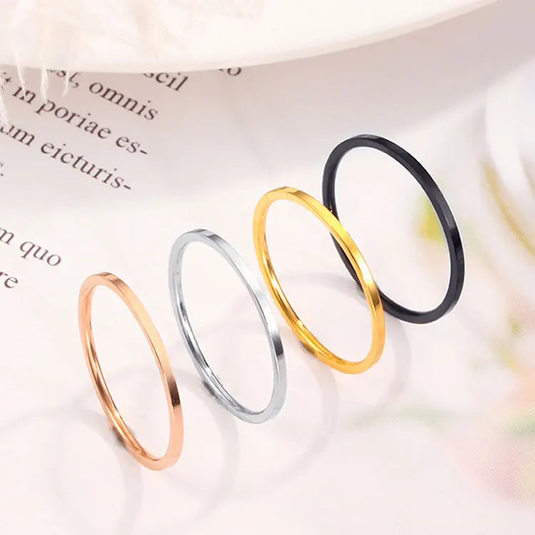 SC Minimalist Stackable Gold Rings Jewelry Dainty Simple Statement Couple Rings High Polished 1mm Stainless Steel Rings Women