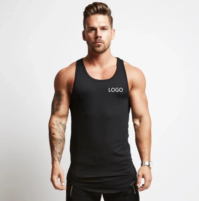 Wholesale Custom Cotton Stringer Gym Vest Fitness Singlet Workout Muscle Bodybuilding Mens Tank Top
