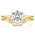 Somen 2CT Copper Ring Cubic Zirconia Wedding Band for Women 14K Gold Plated CZ Promise Ring Curved Round Shaped Size 3-12