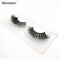 Abestyou 1Pair 3D Faux Mink Full Strip Eyelashes Natural Length 14-18MM Soft Long Thick Handmade Black Cotton Band Full Volume
