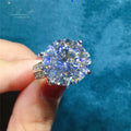Classic 925 Silver 10 Carat Brilliant Cut Pass Diamond Test Big D Color Moissanite Cow Head Ring for Women Wedding Fine Jewelry