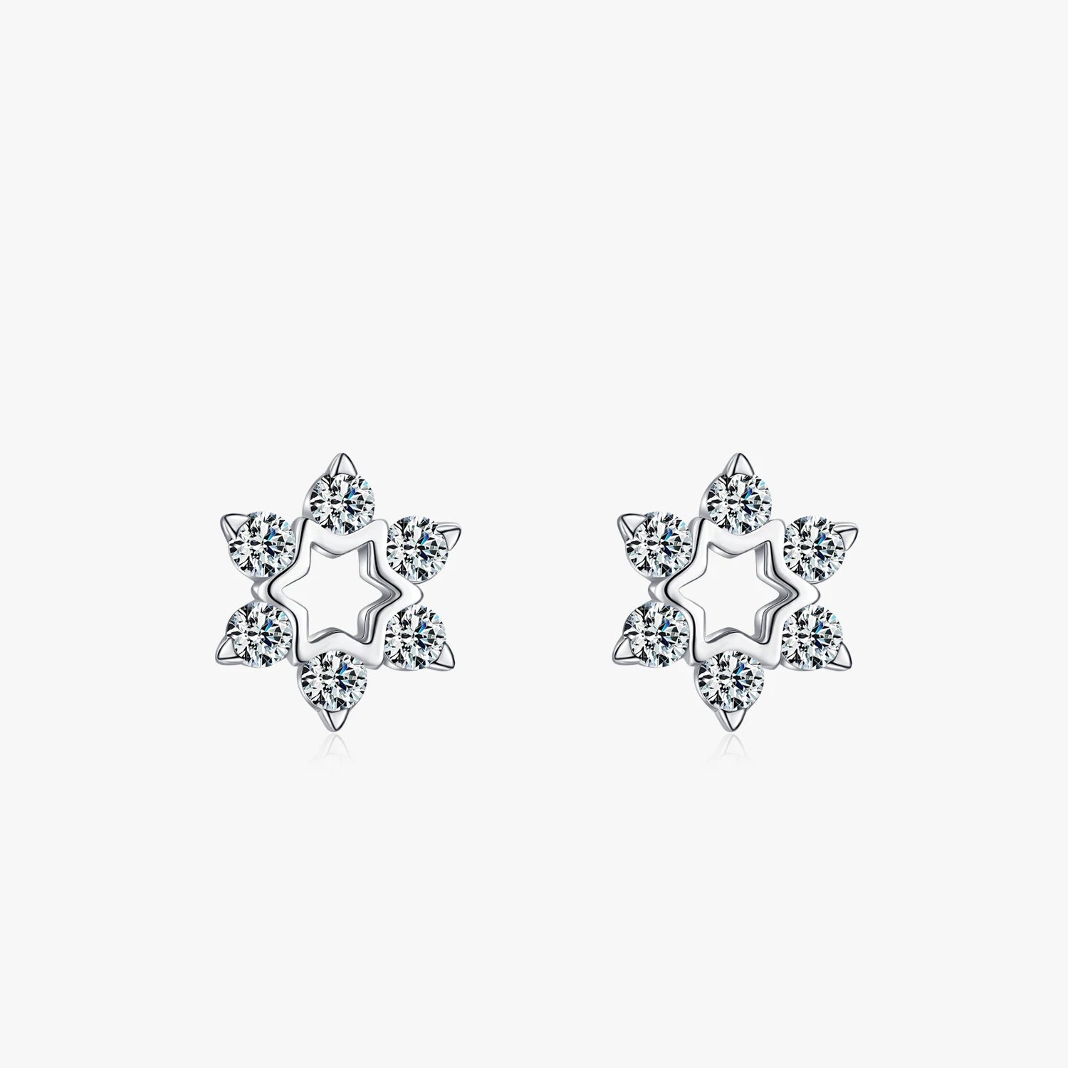 Ailmay 100% 925 Sterling Silver Sparkling Stars Clear CZ Stud Earrings for Women Luxury Brand Jewelry Romantic Anniversary Gift