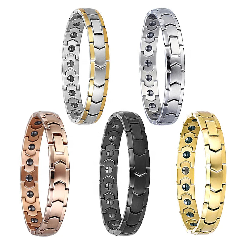 Steel Power Magnetic Therapy Bracelet Gold Plated Care Therapy Bracelet Lovers Heart Health Energy Magnetic Bracelet