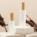 100ml 120ml Frosted Fine Mist Spray Glass Toner Bottle with Bamboo Lid