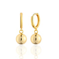 Polished Ball Bead Charm Drop Hanging Round 8mm Minimalist Hypoallergenic Earrings in 925 Sterling Silver