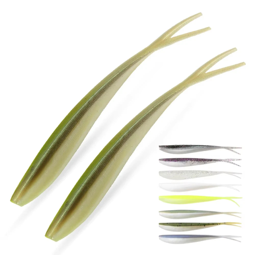 Spinpoler Jerk Minnow Swimbait Jerkbait Soft Fishing Lure Swim Shad Bait Plastic Fork Split Tail 2" 3" 4" Drop Shot Jig Peche