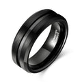 OAHLAN Anti Rust Waterproof 6mm/8mm Brushed Black Inlay Grooved Tungsten Carbide Rings for Mens Wedding Engagement Dropshipping
