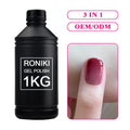 RONIKI 3 in 1 One Step Gel 1 KG Raw Material Custom Private Label Oem Hema Free Color Soak off Gel Polish UV Gel Nail Polish