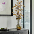 Cylindrical Glass Vase Hand-painted Enamel Decorative Flower Vase Desktop Light Luxury Glass Vase for Indoor Home Decoration