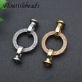 Wholesale Silver Gold Plated CZ Paved Big Size CZ Paved Round Clasp  for Jewelry Making